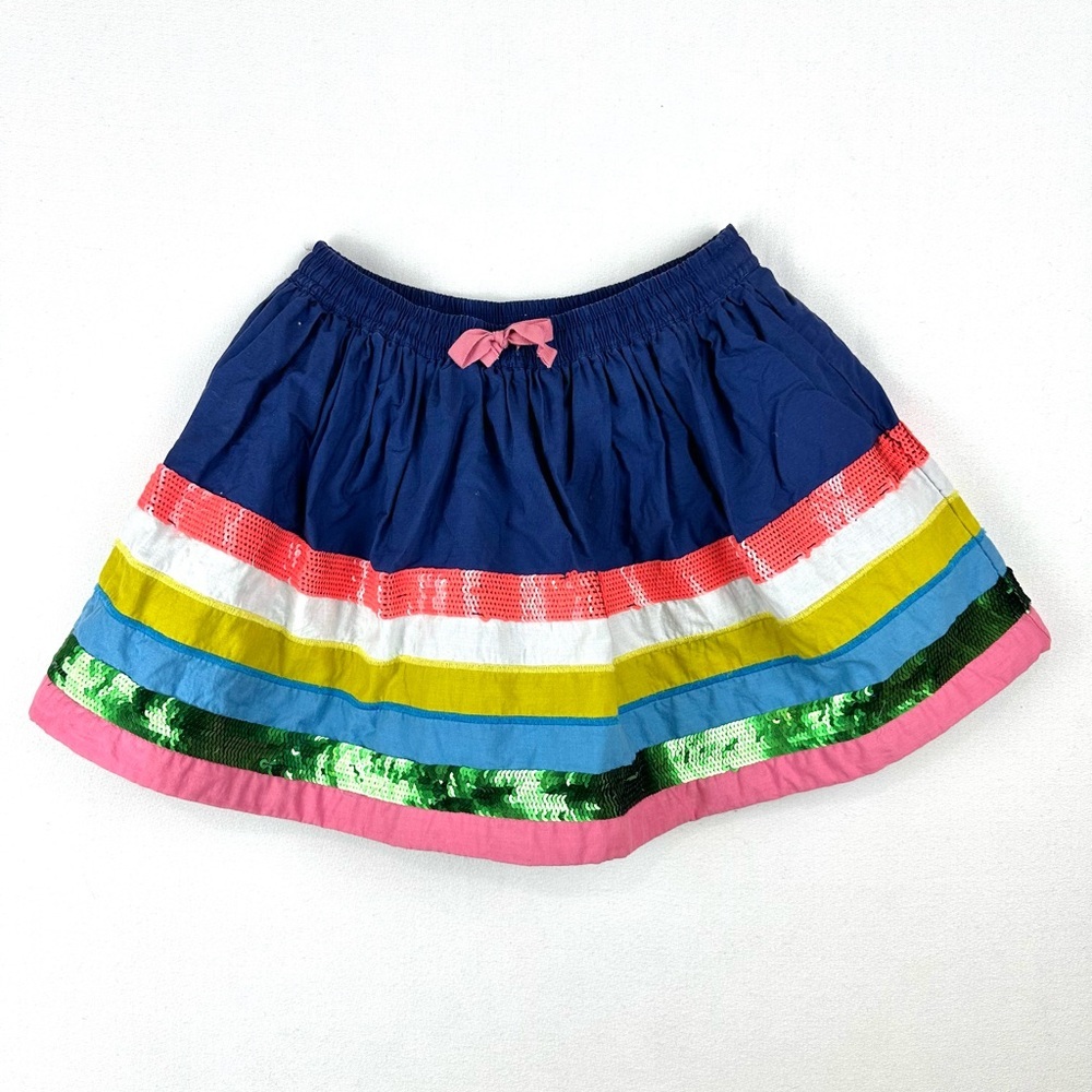 Mini‎ Boden Rainbow Border Stripe Sequin Pull On Skirt